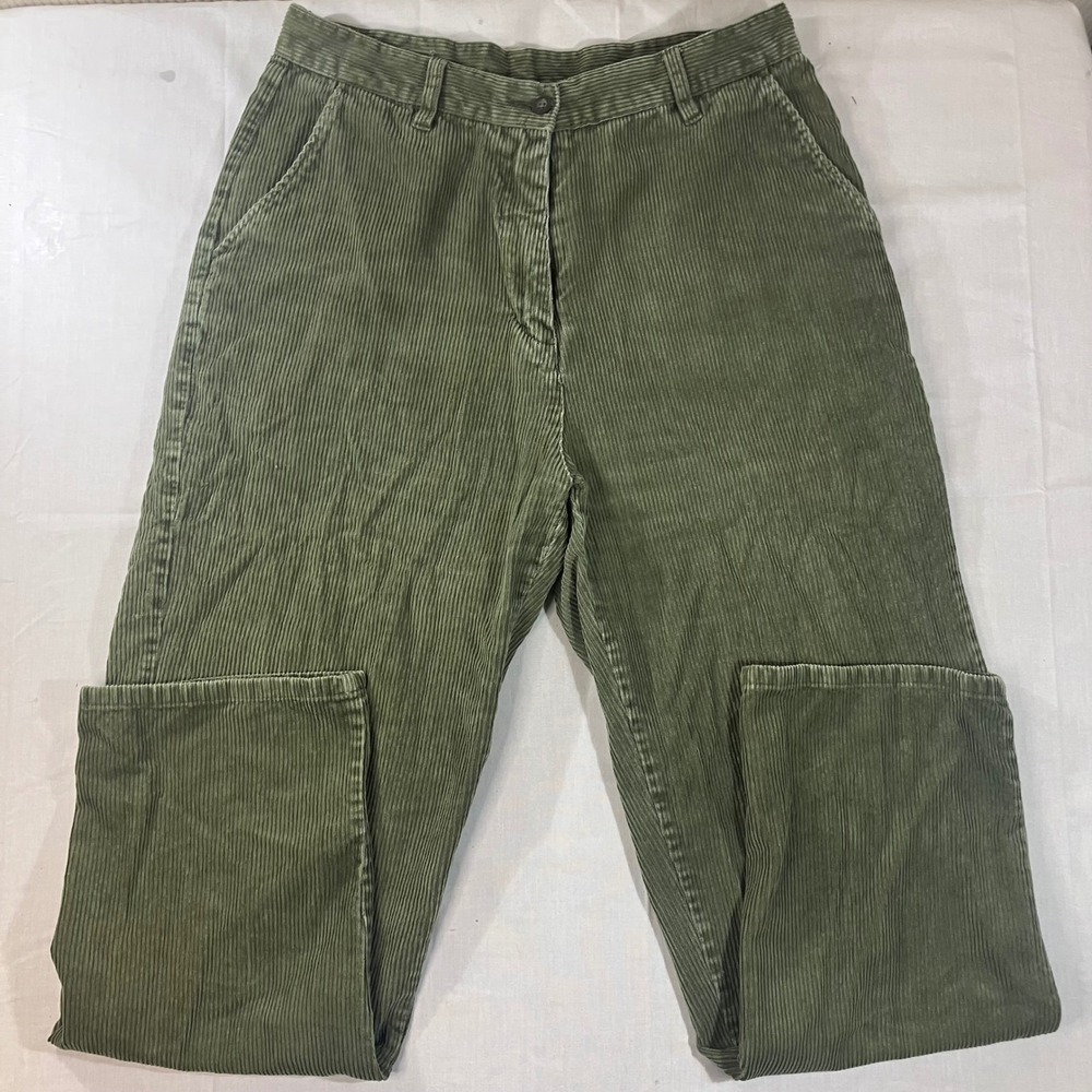Woolrich Women 10 Petite Dark Ivy Green Corduroy Straight Leg Cotton Pants 1964